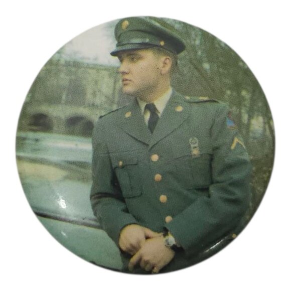 Elvis Presley Army Blue Hawaii Pinbacks Vintage Buttons Badges Memorabilia - Picture 3 of 9